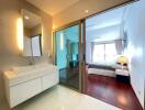 Modern bedroom with en-suite bathroom