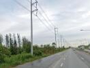 Open road with power lines