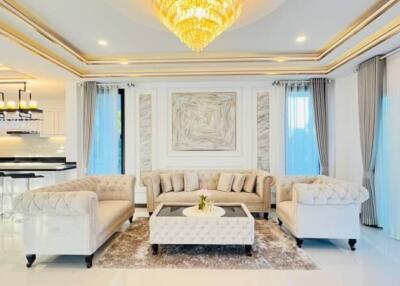 Luxurious living room with elegant furniture and modern decor