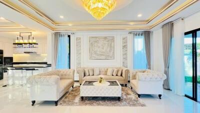 Luxurious living room with elegant furniture and modern decor
