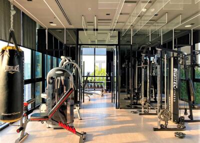 Well-equipped gym area with various workout machines and facilities