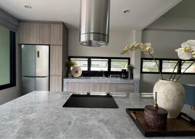 Modern kitchen with island and decor