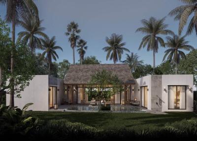 Modern villa with palm trees