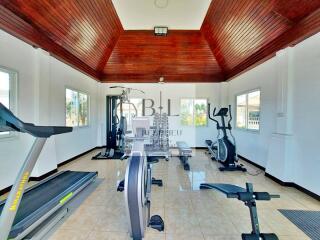 Modern gym with various exercise equipment