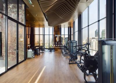 Modern gym with city view