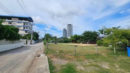 View of vacant lot and nearby buildings