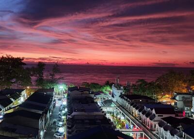 Evening view from the balcony with ocean and sunset