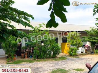 Exterior view of a single-story home with garden