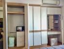 Spacious bedroom with built-in wardrobe and air conditioning