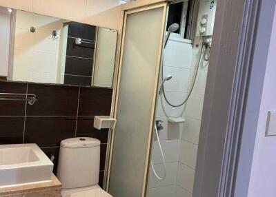 Modern bathroom with shower and toilet