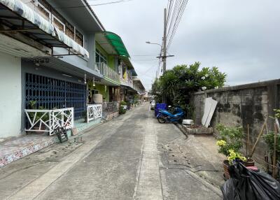 Residential buildings along a narrow street