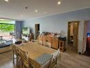 Spacious living room with dining area