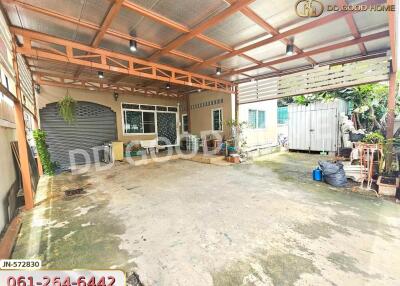 Spacious covered garage area