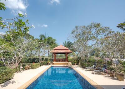 Beautiful backyard with swimming pool and gazebo