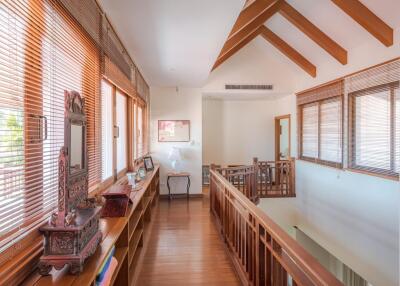 Interior hallway with wooden accents and decor