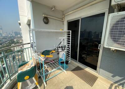 Outdoor balcony with city view