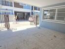 Garage space with tiled flooring and open access