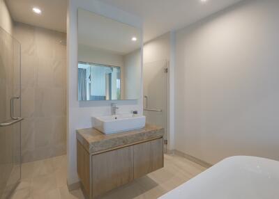 Modern bathroom with walk-in shower