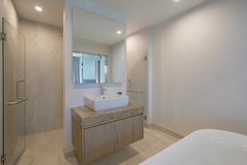 Modern bathroom with walk-in shower