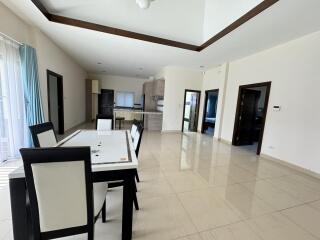 Spacious dining area with modern furnishings