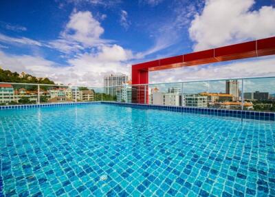 Rooftop swimming pool with city view