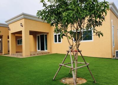 Exterior view of a house with a yard