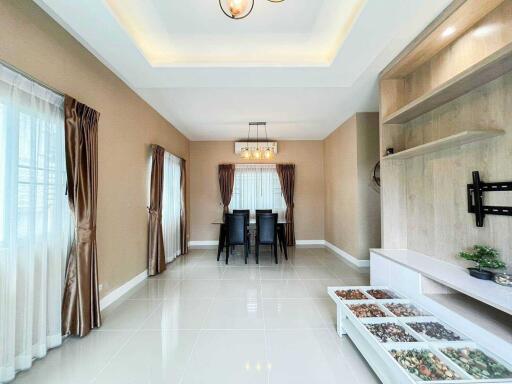 Modern dining room with ample natural light