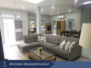 Modern living room with sectional sofa and natural lighting