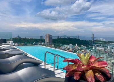 Rooftop swimming pool with city view