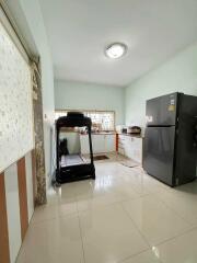 Kitchen with exercise equipment