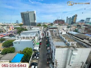 View of buildings and street from a high perspective