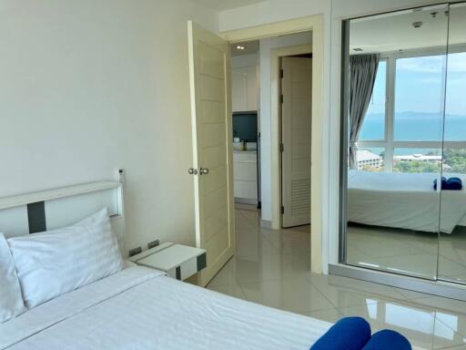 Bright bedroom with ocean view