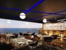 Modern dining area with ocean view