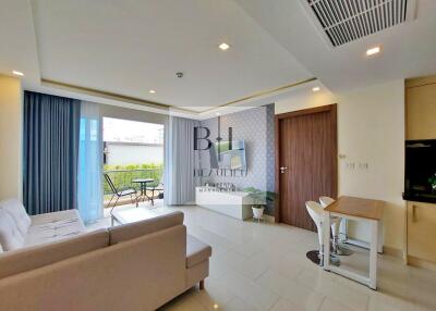 Modern living room with a view to the balcony