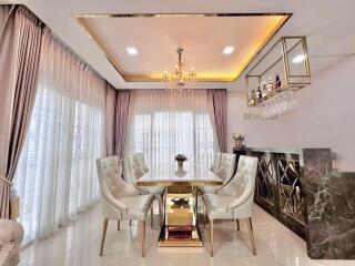 Elegant dining room with chandelier