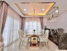 Elegant dining room with chandelier