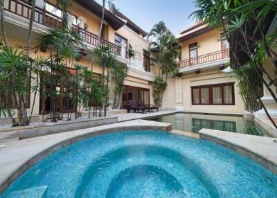 Luxurious courtyard with swimming pool and hot tub