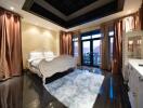 Spacious and luxurious bedroom with elegant decor