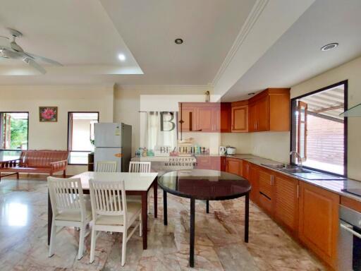 Spacious kitchen with dining area