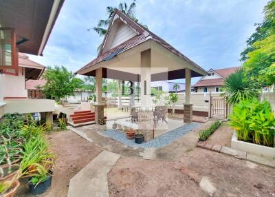 Outdoor space with gazebo and garden