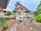 Outdoor space with gazebo and garden