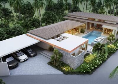 Modern luxury house with pool and garage