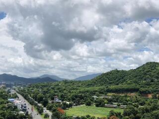 Scenic view of mountains and nature from afar