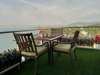 Balcony with a view and seating area