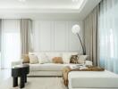 Modern living room with white sofa and floor lamp