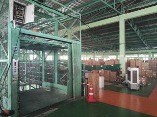 Spacious warehouse with goods storage area