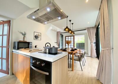 Spacious kitchen with dining area