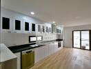 Modern kitchen with white cabinets and appliances