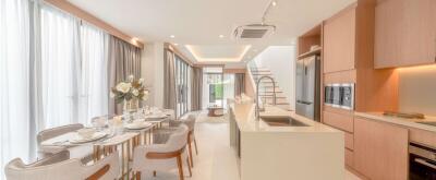 Modern kitchen and dining area with contemporary design