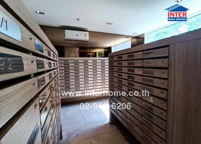 Mailroom with multiple mailboxes